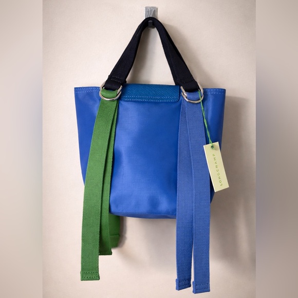 Longchamp Blue Mini Tote with Green Strap and Bird Charm - Picture 6 of 7